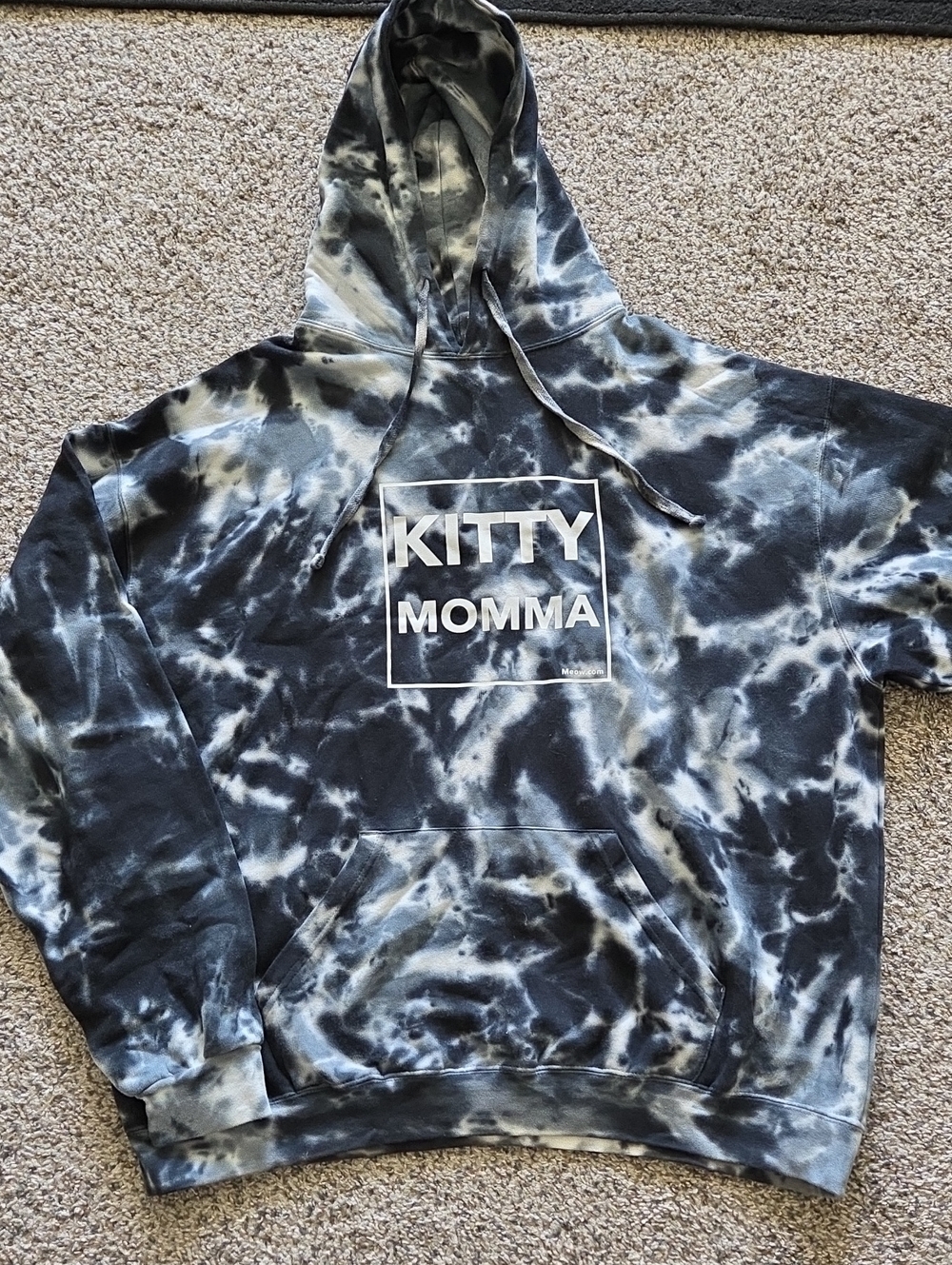 Kitty Momma Tie-Dye Hoodie - Black & White Womens 2XL